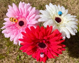 Gerbera Flower for Beetle Car, VW Beetle Flower, Faux Gerbera, Ladybird, Ladybug, Bee