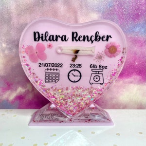 Resin Baby Keepsake, Baby Detail Frame, Umbilical Ornament, New Baby Gift, Custom Baby Memorial, Birth Display Piece, Baby Girl, Baby Boy.