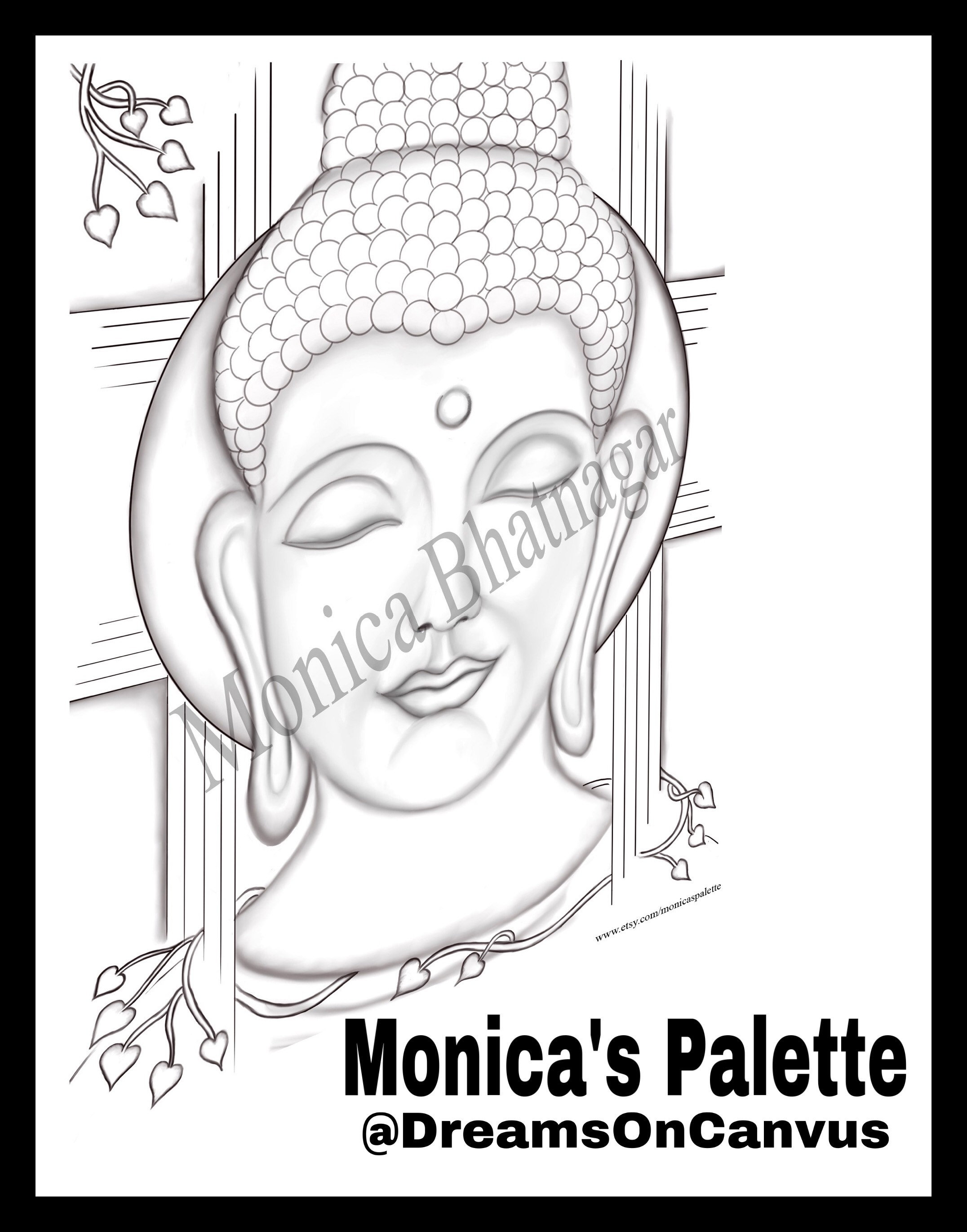 Printable Abstract Buddha , Color the Painting, Adult Coloring Books, Sketch  Books, Modern Line Drawing 