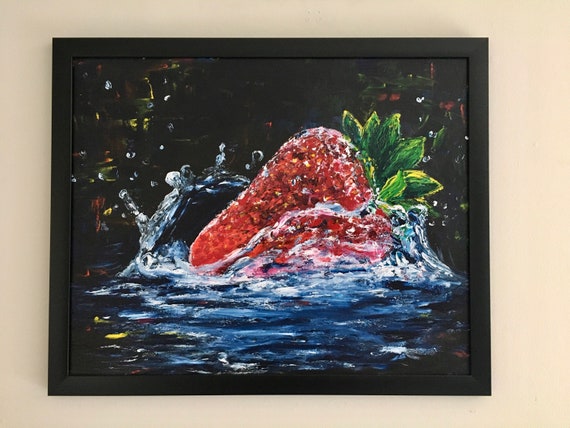 イチゴ - アクリルオリジナル絵画 - Etsy 日本