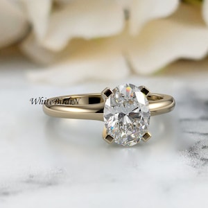 1.30Ct Oval Cut Solitaire Moissanite Ring | 14K Solid Yellow Gold Moissanite Ring | Oval Cut Moissanite Engagement Ring | Valentine Gift