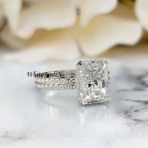 5.30Ctw Radiant Cut Moissanite Engagement Ring,Radiant Cut Engagement Ring set, Halo Engagement Ring,Ring for Women,Anniversar Wedding Ring