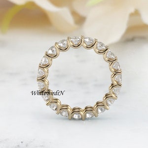 3.00 MM Round Moissanite Wedding Band / Solid Gold Bridal Full Eternity Band / Matching Band For Engagement Ring / Anniversary Band Gift