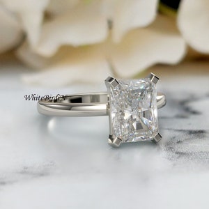 2.8CT Radiant Cut Moissanite Engagement Ring, Solitaire Wedding Ring, Lab Grown Diamond Ring, Radiant 14K White Gold Stacking ring