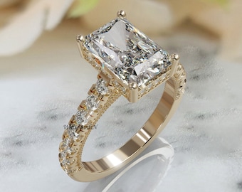 2.58 Carat IGI Certified Lab Grown Radiant cut Diamond Wedding Ring 14K Gold lab Created Diamond engagement Celebrity Radiant Promise Ring