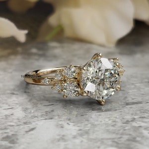 1.50Ct Rose Gold Ring, Round Cut Brilliant Moissanite Ring, Vintage Engagement Ring, Art Deco Wedding Ring, Lab  Diamond Ring,