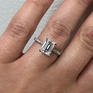 IGI Certified Lab Grown Diamond Ring, 2.50 CT Emerald Cut Lab Created Diamond Ring, Solitaire Wedding Ring, Moissanite Engagement Ring