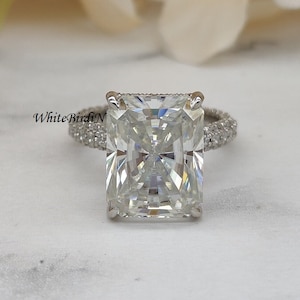 10CT Radiant Cut Moissanite Engagement Ring 14x11mm Radiant Cut Diamond Ring Radiant Cut Anniversary Ring Radiant Cut Wedding 14K Gold Ring