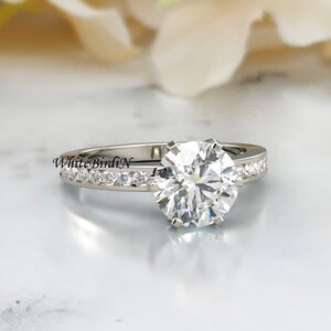 IGI Certified 2Ct Round Brilliant Lab Grown Diamond Engagement Ring / Hidden Halo Engagement Ring / 2 CT Lab Moissanite Ring / Bridal Ring