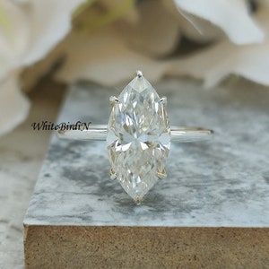 3Ct Solitaire Marquise Cut Moissanite Engagement Ring - 14k Solid Gold Moissanite Anniversary Ring For Women -Marquise Cut Lab Diamond Ring