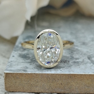3 CT F/VS Lab Grown Diamond Ring/ 18K Solid Gold Solitaire Moissanite Ring/ Bezel Set Moissanite Ring For Women/ Promise Ring Gift