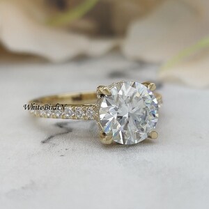 Lab Diamond Ring , 2 CT Round Solitaire Engagement Ring, Yellow Gold Ring, Dainty Engagement Ring for Women, Moissanite Ring , Diamond Ring