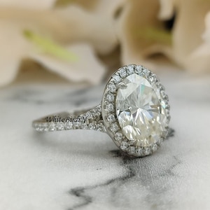 3.80 CT Oval Cut Moissanite Diamond Engagement Ring Wedding Ring Oval Wedding Ring Oval Cut Anniversary Ring Promise Ring 14K White Gold