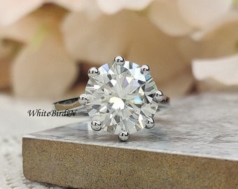 3 Ct Round Simulated Moissanite Engagement Five-Stone Ring 14k White Gold Over 3 Ct Round Simulated Moissanite Engagement Five-Stone Ring 14k White Gold Over