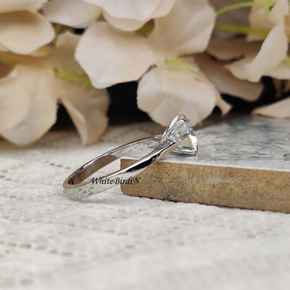 2.00 CT Round Cut Moissanite Wedding Ring, 14k White Gold Ring, 2ct ...