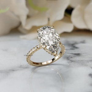 IGI Certified 4.5 Carat Pear Engagement Ring Genuine Lab Grown Diamond Ring Pear Shaped Diamond Ring Tear Drop Lab Created Wedding Ring