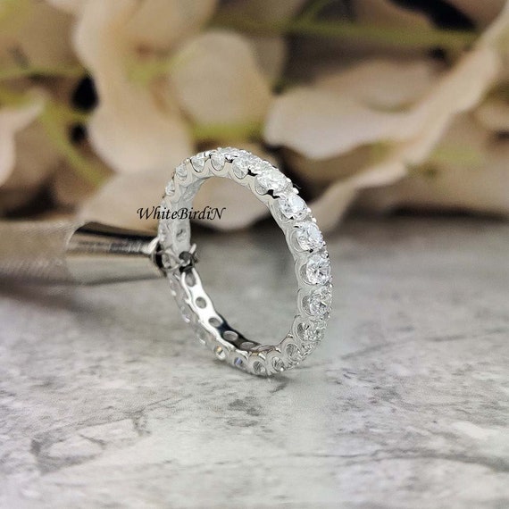 2.7 MM Round Colorless Moissanite Full Eternity Band Forever One Brilliant 1.80 TW Band Solid White 14K Gold Wedding Band Band Ring Etsy
