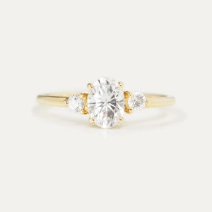 Oval Cut Moissanite Engagement Ring Oval Cut 14K Solid Yellow Gold ...