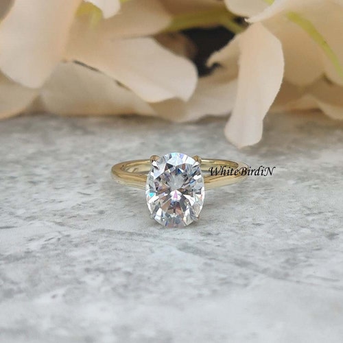 Oval Cut Moissanite Engagement Ring Oval Cut 14K Solid Yellow - Etsy