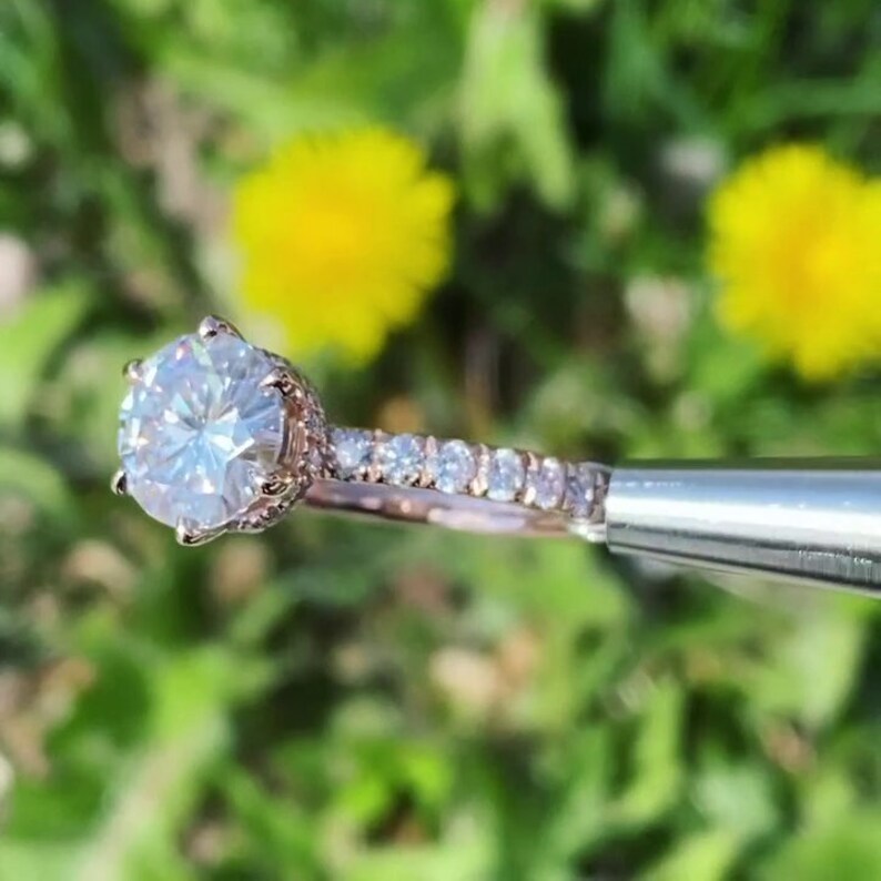 Moissanite Engagement Ring Round 3ct Moissanite Ring 6 Etsy