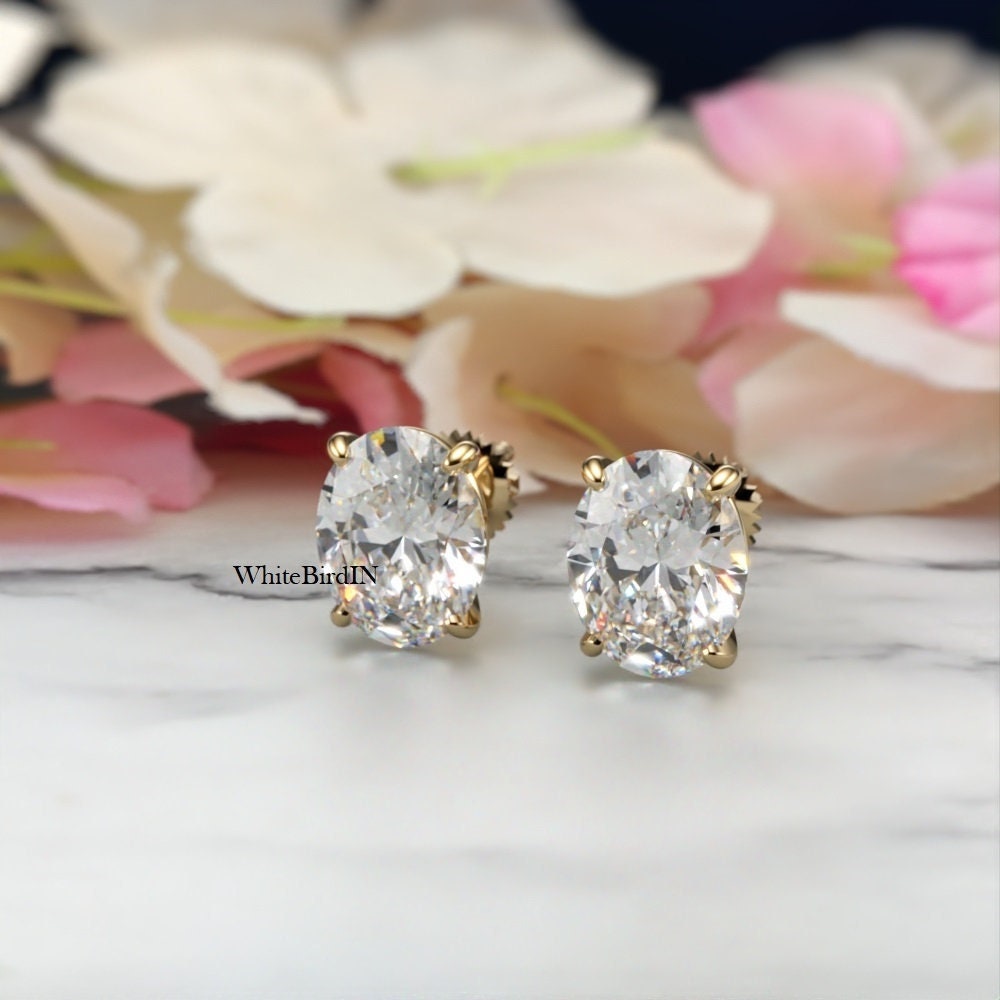 Oval Moissanite Stud Earrings