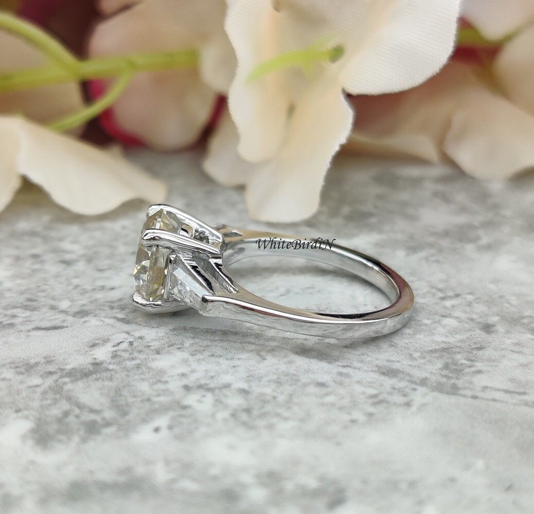 Moissanite Ring/ 9mm Round Cut Moissanite Ring/ Engagement - Etsy