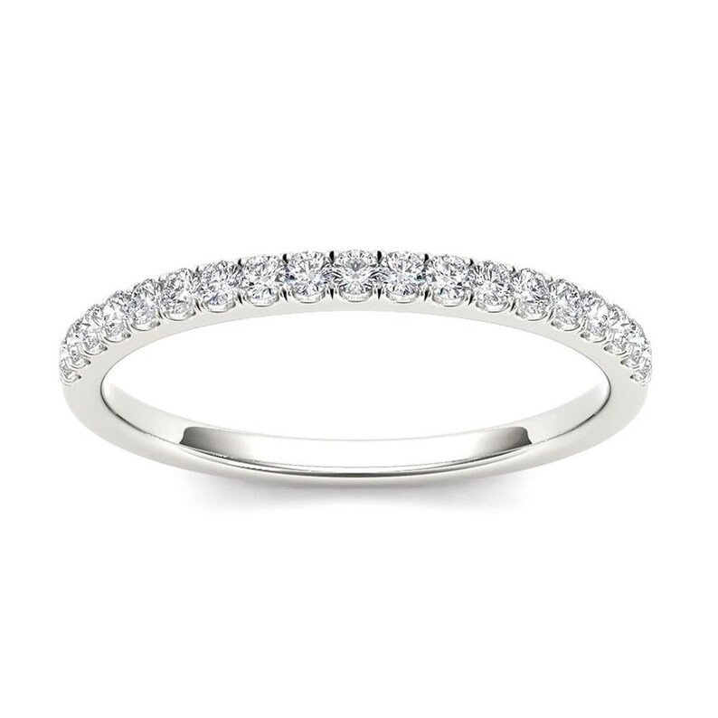Diamond Wedding Band Moissanite Engagement Band 925 Sterling Silver Band White Gold Matching Band Set Moissanite Half Eternity Band
