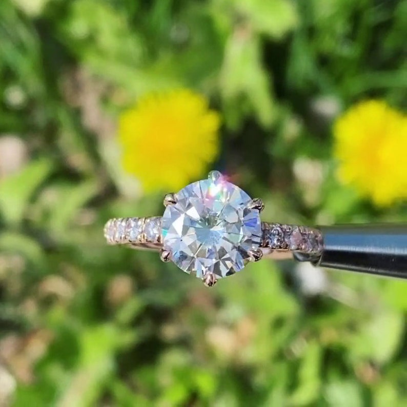 Moissanite Engagement Ring Round 3ct Moissanite Ring 6 Etsy