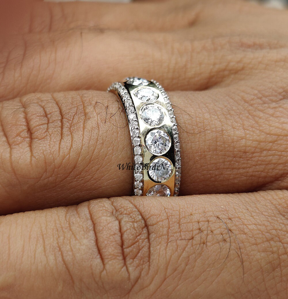 10MM Moissanite Men's Ring / Colorless Round Moissanite Etsy