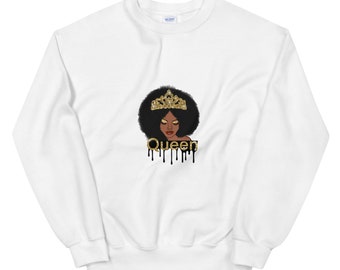 Queen Sweatshirt- Women's Sweatshirt- Afro Woman Shirt- Cute Sweatshirt For Women- Unique Women Top