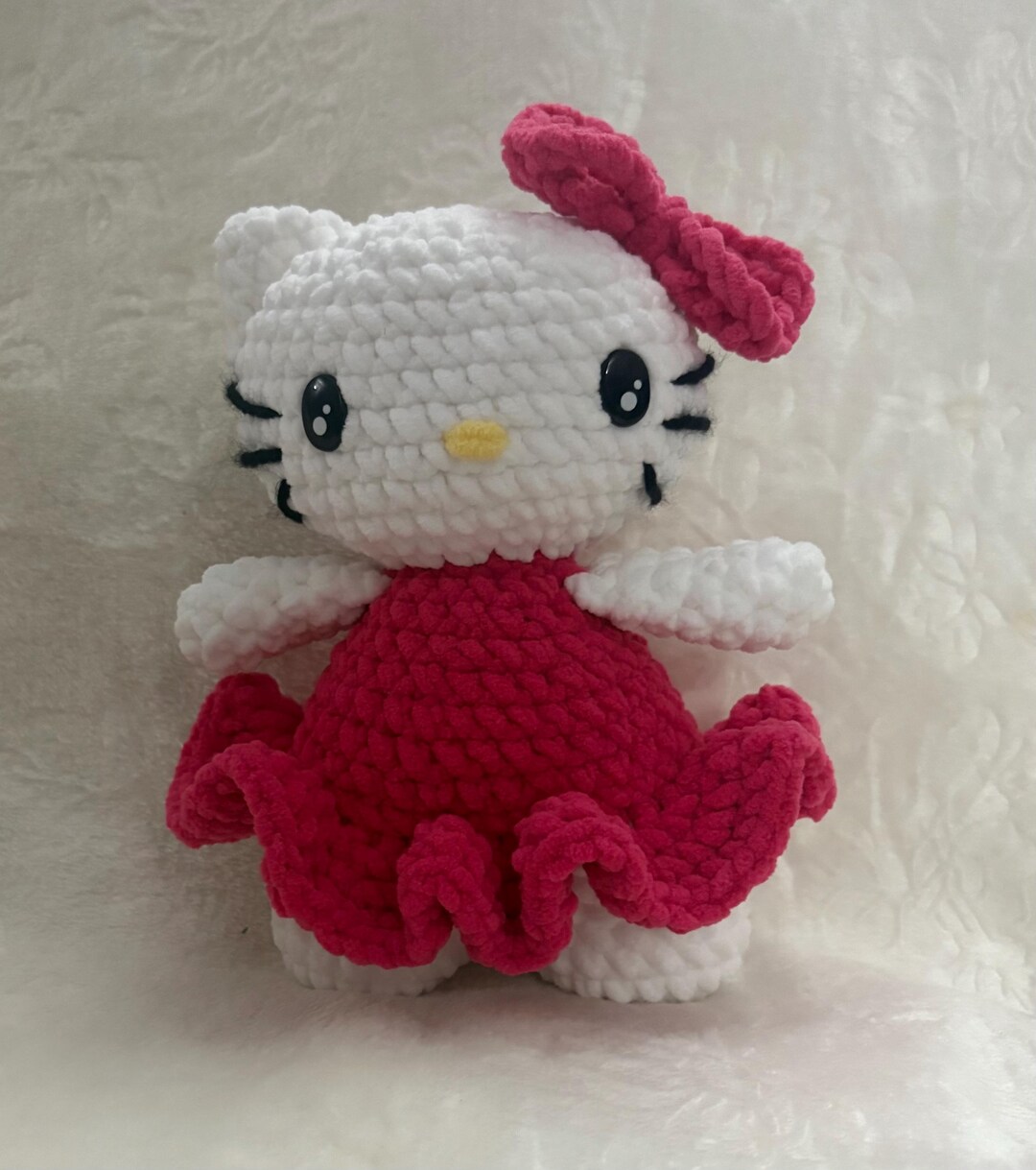 Handmade Crochet Kitten Toy in White Dress main image 0