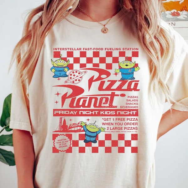 Pizza Planet Toy Story Comfort Colors Shirt,Disney Toy Story Alien Shirt,Pizza Planet Tee, Toy Story Family Shirts, Disney Pizza Lover Shirt