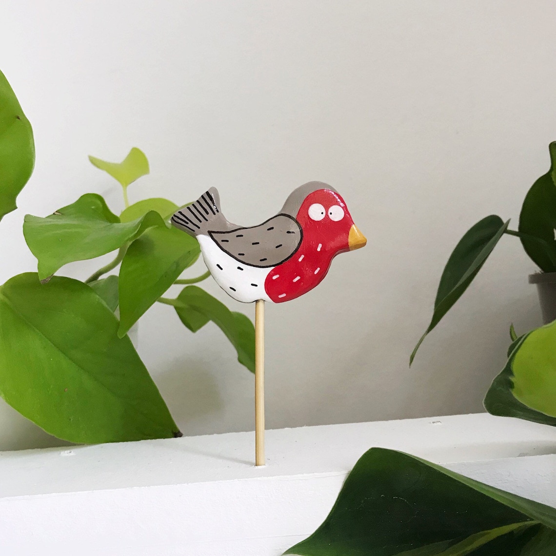 Handpainted robin plant accessory image 1