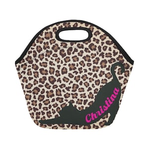 Leopard Cat Graphic Custom Neoprene Tote Multi Purpose Travel Bag Lunch Cooler Makeup Tote Best Seller Waterproof Beach Bag Accessory