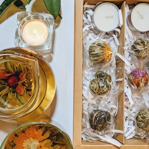 Artisan Flowering Tea, Natural Leaves (6 Pack) - Blooming Tea Gift Set -