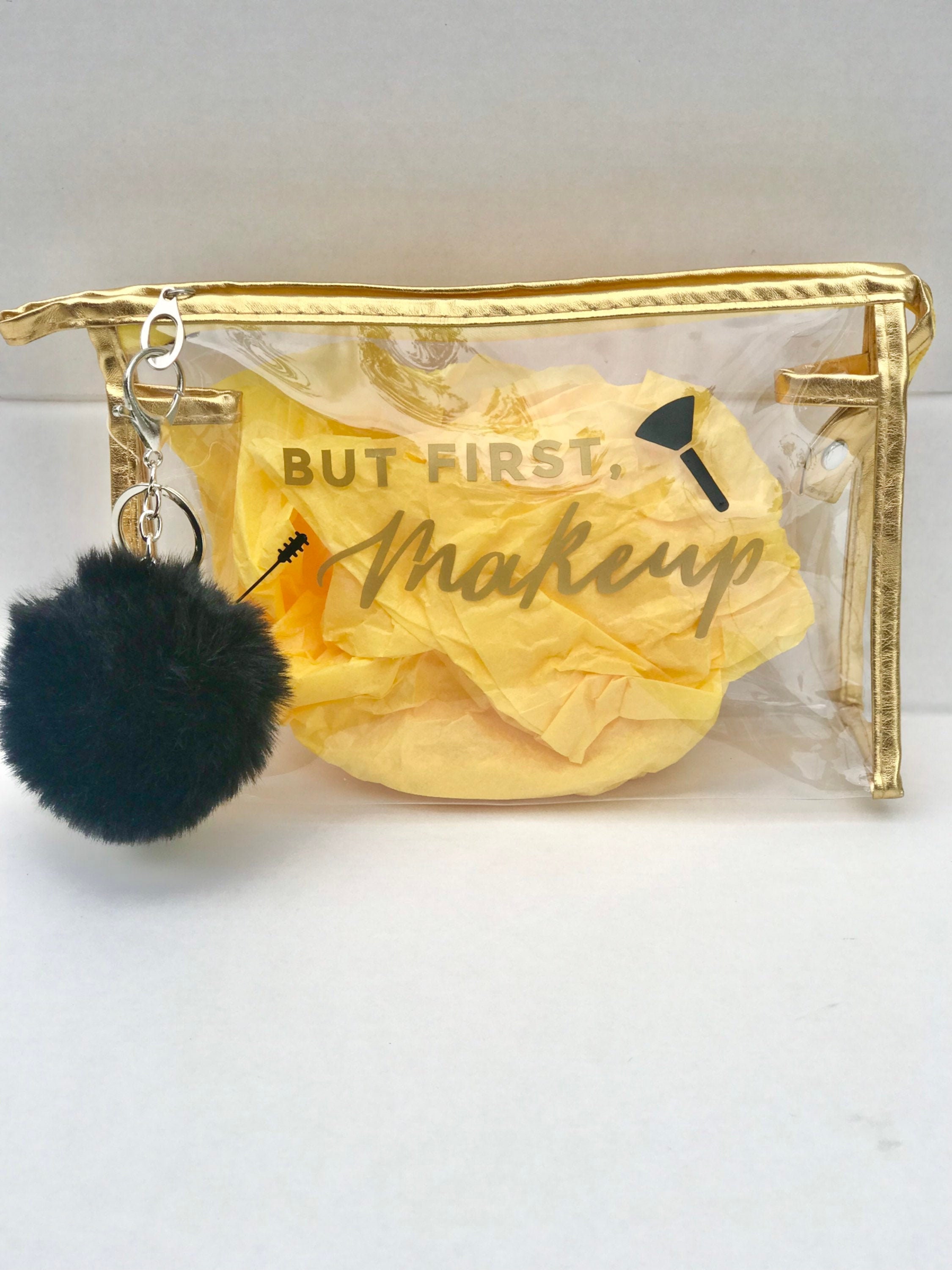 Gold Personalized Cosmetic Bag Travel Makeup Bag Clear Etsy