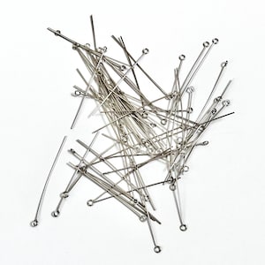 100 Tarnish Resistant Stainless Steel Eye Pins: Jewelry Making Findings