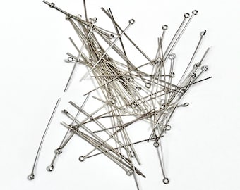 100 Tarnish Resistant Stainless Steel Eye Pins: Jewelry Making Findings