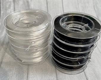 Elastische Perlenschnur 0,8 mm: Farblos oder Schwarz, 10 m Schmuckschnur