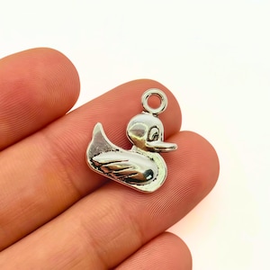 Antique Silver Duck Charms: Tibetan Alloy Bird Pendants (20pcs, 18.5x15.5mm