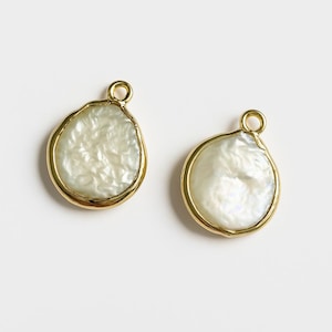 Pearl Pendants – 2pcs Baroque Keshi Freshwater Pearls with Gold Findings | Natural Cultured Irregular Pearls for Jewellery Making