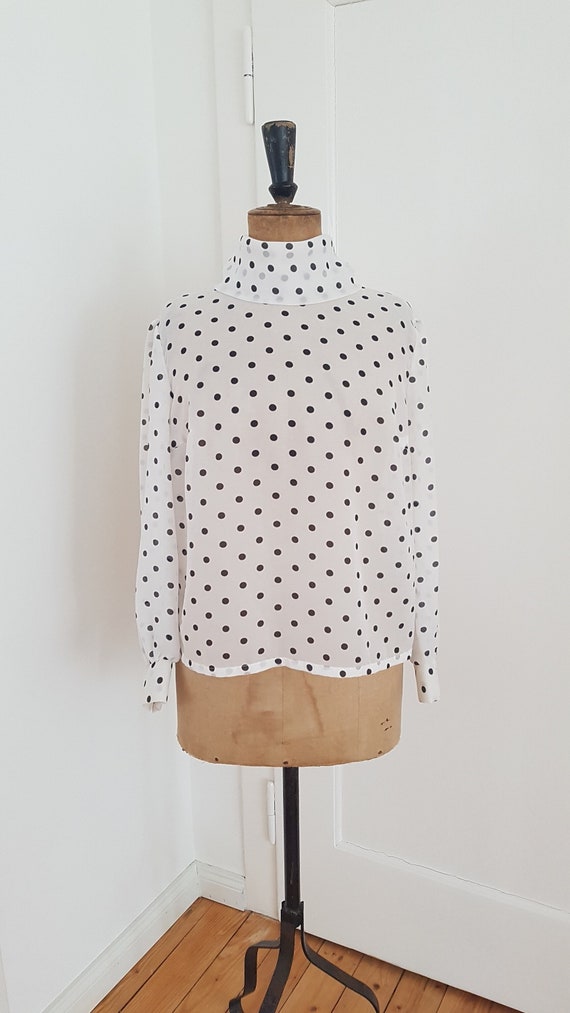 Vintage Bluse Polka Dots schwarz weiß #13183