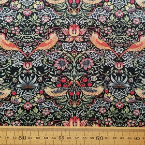 Strawberry Thief by William Morris in Ebony, 100% Cotton, Dressmaking, Quilting, Craft, Bags, Curtains, Home Decor, Patchwork