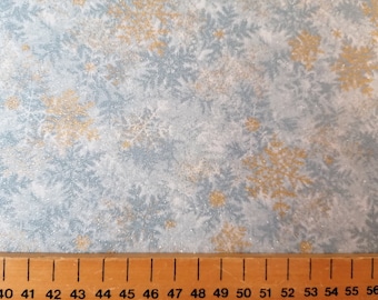 Glittered Snowflakes Cotton Fabric: Forest Frost Quilting, Dressmaking, Craft by Moda