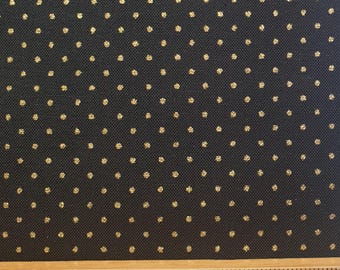 Tiny Metallic Gold Dot on Black Cotton Fabric: Quilting, Dressmaking, Crafts, by Nutex
