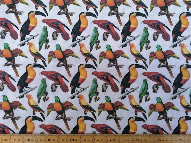 Exotic Birds Table Runner Quilt Handmade Toucan Blue Parrots