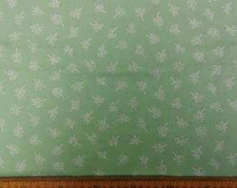 Light Green Floral Cotton Fabric:  Quilting, Dressmaking, Craft by Nutex