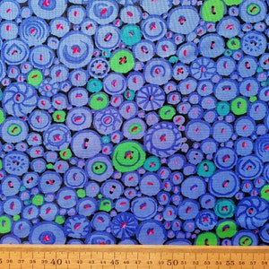 Kaffe Fassett's Button Mosaic Blue from Kaffe Fassett Collective for Free Spirit, 100% Cotton, Quilting, Dressmaking, Patchwork, Home Decor