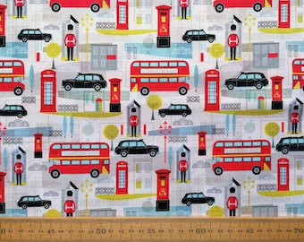 London Icons Cotton Fabric: Brit Bits, Quilting, Dressmaking, Craft by Nutex