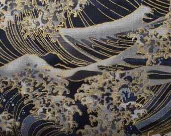 Metallic Waves Japanese Cotton Fabric: Quilting, Dressmaking, Crafts